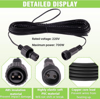 Christmas Lamp Extension Cable, 2 Pin Extension Cable for String Lights, IP44 Waterproof Extension Cable for Globe Lamp, Icicle Lamp, Indoor and Outdoor Light (10M)