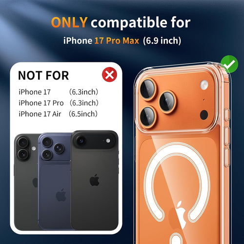 YNMEacc 5 in 1 Magnetic for iPhone 17 Pro Max Case with 2X Screen Protector + 2 Lens Covers, [Compatible with MagSafe] Slim Soft TPU Silicone Shockproof Anti-Scratch Phone Cover - Clear