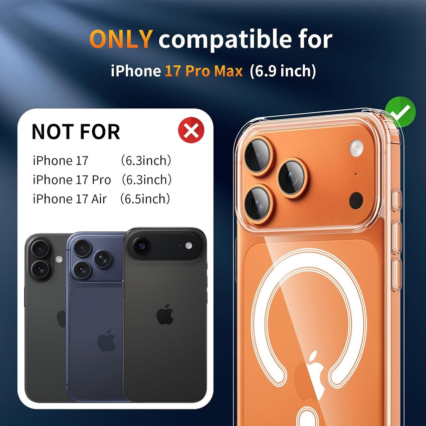 YNMEacc 5 in 1 Magnetic for iPhone 17 Pro Max Case with 2X Screen Protector + 2 Lens Covers, [Compatible with MagSafe] Slim Soft TPU Silicone Shockproof Anti-Scratch Phone Cover - Clear