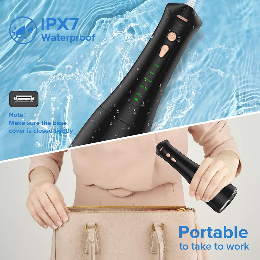 Water Flosser Cordless Rechargeable 2000mAh 5 Modes 5 Tips 300ml IPX7