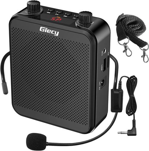 Giecy Portable Voice Amplifier with Headset Microphone 30W Rechargeable Battery 2800mAh Powerful Sound System for Teachers, Guides, Coaches, Presenters