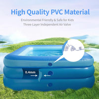 GALAXYER Inflatable Paddling Pool with Cartoon Prints, 3 Rings Large Rectangular Family Swimming Center for Kids Toddlers Adult, Indoor Outdoor Garden Swimming Pool, 205 Ãâ 125 Ãâ 50 CM