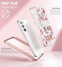 SURITCH Compatible with Samsung Galaxy S23 Plus Case [Built-in Screen Protector] Natural Marble Full Body Protection Cover Rugged Bumper Shockproof Case for Samsung Galaxy S23 Plus(Marble Rose)