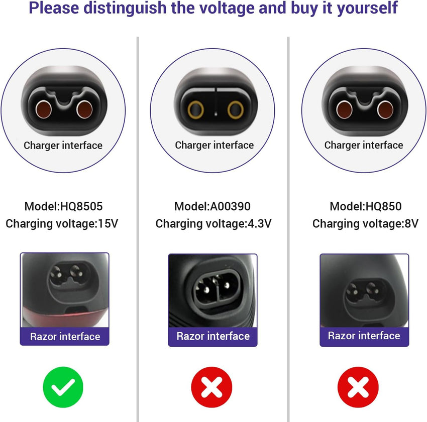 15V charger Compatible with Philips Shaver HQ8505 | UK power cord, compatible with 3000 5000 7000 9000 series, S5465 MG7750 MG7790 BT5502 electric shaver power cord