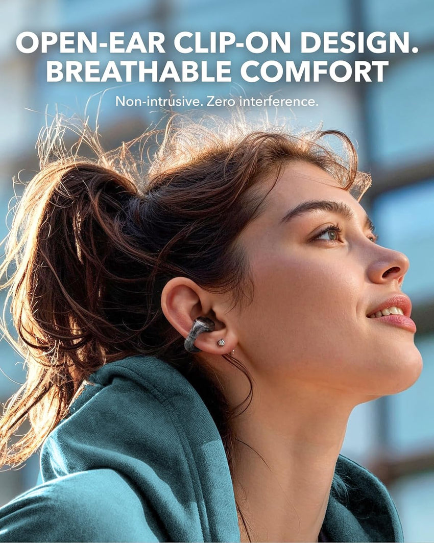 soundcore C30i by Anker, Open-Ear Earbuds, Clip-On Earphones, Lightweight Comfort, Stable Fit, Firm-Shell Design, Attachable Ear Grips, Big Drivers for Clear Audio, 30H Play, IPX4 Water-Resistant