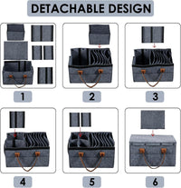 Caravan Felt Plate Holder Storage Bag 8 Plate + 4 Bowl Compartments Dustproof with Lid