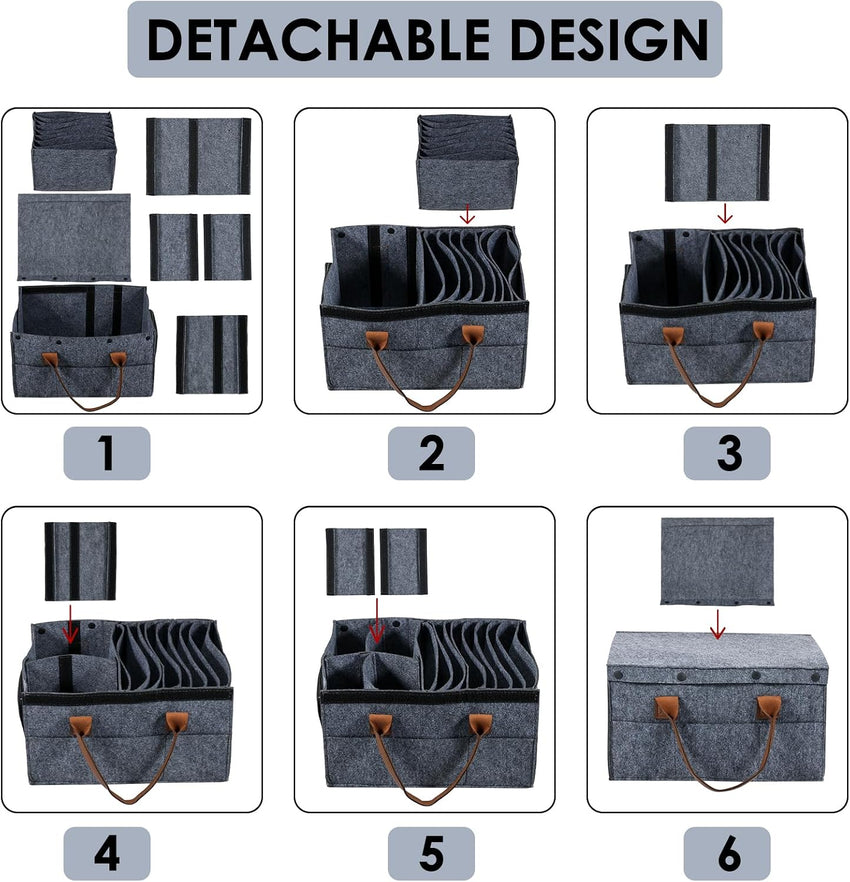 Caravan Felt Plate Holder Storage Bag 8 Plate + 4 Bowl Compartments Dustproof with Lid
