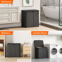 150L Laundry Basket with Lid 3-Section Foldable Dirty Clothes Organiser Black