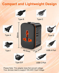 Universal Travel Adapter Worldwide with 2 USB C and 2 USB A Ports, International Travel Plug Adapter Worldwide USB Travel Adaptor All in One Universal Charger Power Adapter for European EU US UK AUS