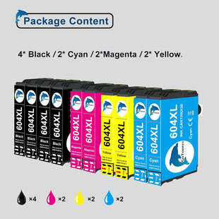 GoToners 604XL Ink Cartridges Multipack Replacement for Epson 604 Ink Cartridge Compatible for Epson XP2200 Workforce WF-2930 WF-2935 XP-2200 XP-3200 XP-4200 XP-2205 XP-4205
