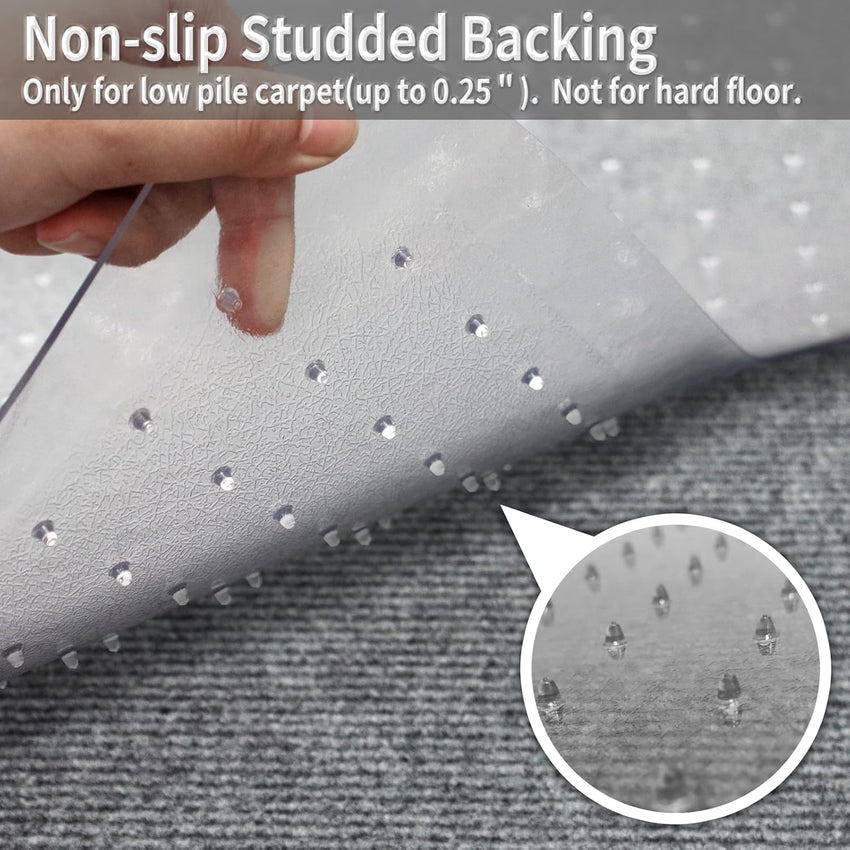 SHAREWIN Office Chair Mat for Carpet Floors, 47" x 59" Clear Desk Chair Mats for Low Pile Carpeted Protector, Sturdy PVC Computer Thin Chair Mats Anti-Slip and Easy to Clean for Home & Office