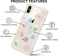 Yoedge 2 Pack Set Suitable for iPhone XS Max Transparent 6,5", Phone Case With Cute Bear Cute Fun Aesthetic Pattern Cover, Soft Glass Silicone Shockproof Protective, for iPhone XS Max