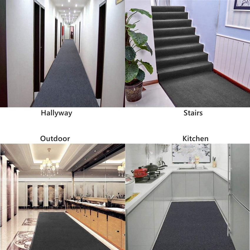 Nisorpa Carpet Runners for Hallways 90x300cm Hallway Runner with Non Slip Back Dirt Stopper Extra Long Hall Runner Washable Runner Mat for Home office Kitchen Gray