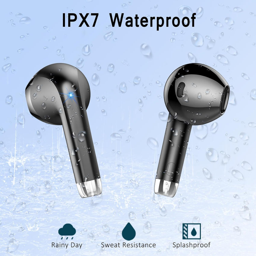 Wireless Earbuds, Bluetooth 5.3 Headphones with 4 ENC Noise Cancelling Mic, HiFi Stereo Deep Bass, 40H Playtime, IP7 Waterproof Bluetooth Earphones, Bluetooth Earbuds Dual LED Display, USB-C, Black