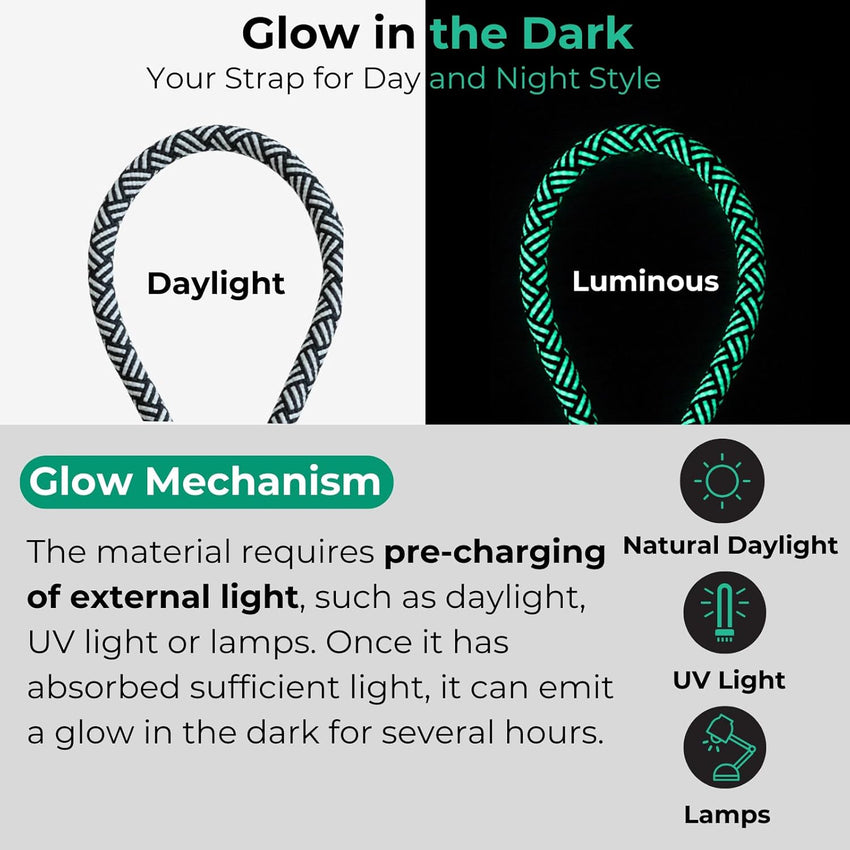 Phone Wrist Strap Lanyard Anti-Theft Glow in the Dark â Black-White