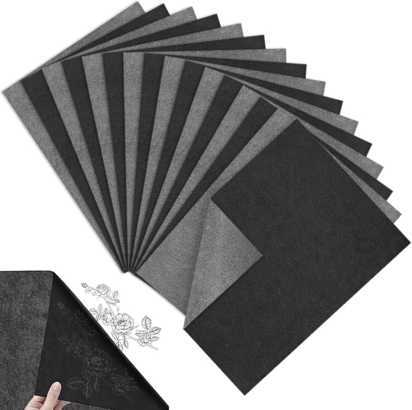 50 Sheets Transfer Paper, Carbon Paper for Tracing, Black Graphite Transfer Paper for Copy Paper Wood Canvas Artist Lettering Sketching (A4/8.3 x 11.7 Inches)