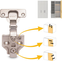 Full Overlay Cabinet Hinges Ã35mm Soft Close 105Â° Opening Eccentric Adjustment â Pack of 20