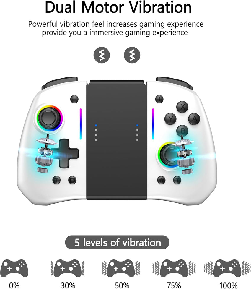 Wireless Pro Controller for Nintendo Switch Split-Design 8-RGB Adjustable Turbo For Switch