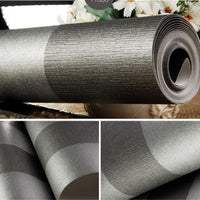 Vertical Striped Non-Woven Wallpaper Roll Minimalist Modern Non-Pasted for Living Room Bedroom Black Grey 1.73' x 32.8'