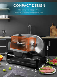 Meat Slicer with 2 * 19cm Blade, Electric Meat Slicer Machine for Home Use 200W, FOHERE Deli Food Slicer, 0-15mm Adjustable Thickness for Cheese, Bread, Include Safety Food Pusher, Silver