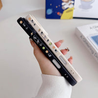 Yonds Queen for iPhone 17 Pro Max Cute Case, Cool Cartoon Swing Astronaut Planet Moon Design Stylish TPU Bumper Shockproof Anti-Slip Protector Fashion Case (Black Planet, iPhone 17 Pro Max)