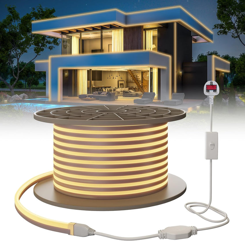 SUCIKORIO 50m Neon LED Strip Light Waterproof Cuttable Warm White only