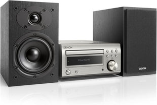 Denon D-M41DAB Mini Hifi System, CD Player with Speakers, Audio Receiver, Bluetooth, 2x30W + Subwoofer PreOut, FM Radio/DAB/DAB+ Tuner, 2x Digital Optical Input & 1x Headphone Output - Silver