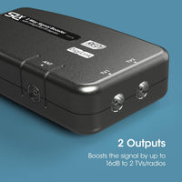 Signal Booster, SLx TV Amplifier Two Output 27822BMR - Improve Picture Quality And Channel Reception - Boost Your HD TV/FM/DAB Signal. 2 Way - For HD and Freeview, Grey