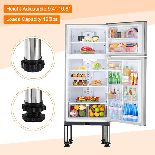 PATIKIL Mini Fridge Stand, 4 Strong Feet Laundry Stand Base Multi-Functional Adjustable Base Tray Anti-Vibration for Refrigerator Washing Machine Dryer Dishwasher AC, 9.4"-10.6" Height