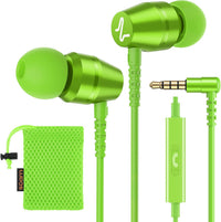 Ludos OMNITONE Wired Earbuds in-Ear Headphones, Earphones with Microphone, 5 Years Warranty, Noise Isolation Corded for 3.5mm Jack Ear Buds for iPhone, iPad, Samsung, Laptop, Gaming, Sports - Green