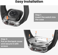 Delidigi Strap with Clear Case Compatible for Apple Watch 44mm 45mm, Men Rugged Case Protective Bumper Cover with TPU Band for iWatch Series 9 8 SE2 7 6 SE 5 4(NO SCREEN PROTECTOR INCLUDED!)