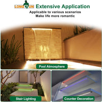 Longrun LED Strip Lights, LED Water Blade Features Lights, IP68 Waterproof Pond Pool Light Underwater with Remote, APP Control LED Light for Garden Fountain Outdoor Aquarium -28.5cm