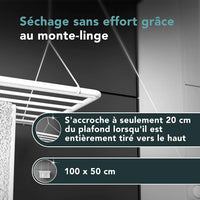 Ceiling-Mounted Clothes Dryer 70x50cm Foldable Airer â White
