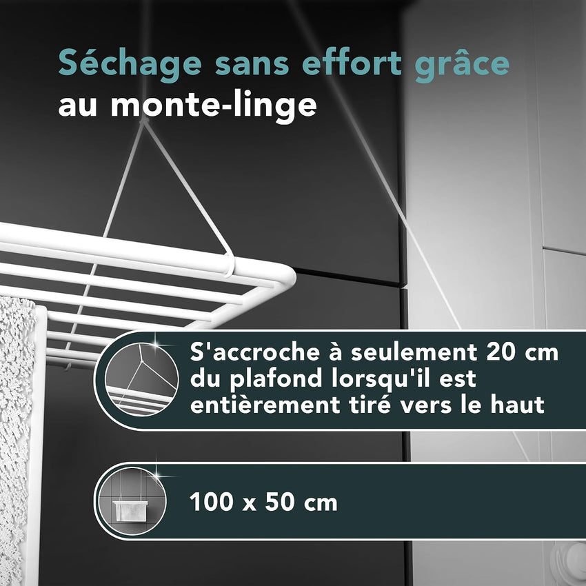 Ceiling-Mounted Clothes Dryer 70x50cm Foldable Airer â White