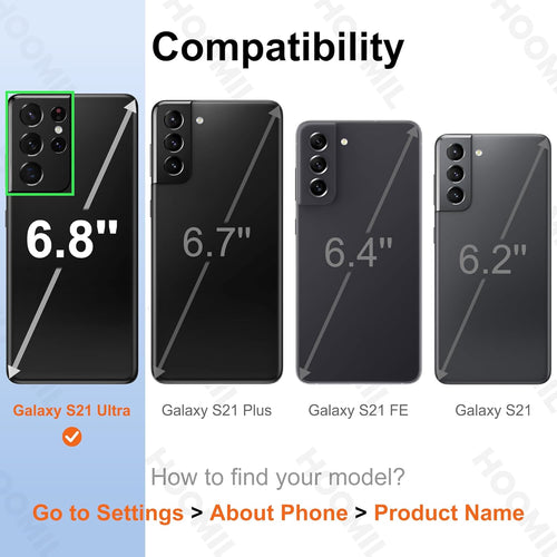 HOOMIL Case for Samsung Galaxy S21 Ultra 5G, Non-Yellowing, Drop Protection, Anti-Scratch Transparent Hard Back Phone Cover - Black
