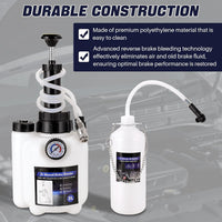 DASBET 3L Manual Brake Bleeder Kit with 1L Fluid Bottle & Adapters Professional