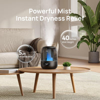 DREO 3L Humidifiers for Bedroom, 30H Runtime, 26 dB Quiet, Black | Easy to Refill & Clean, Precise Humidity Control, Night light, 360Â° Nozzle, Cool Mist Air Humidifier for Large Room, Baby