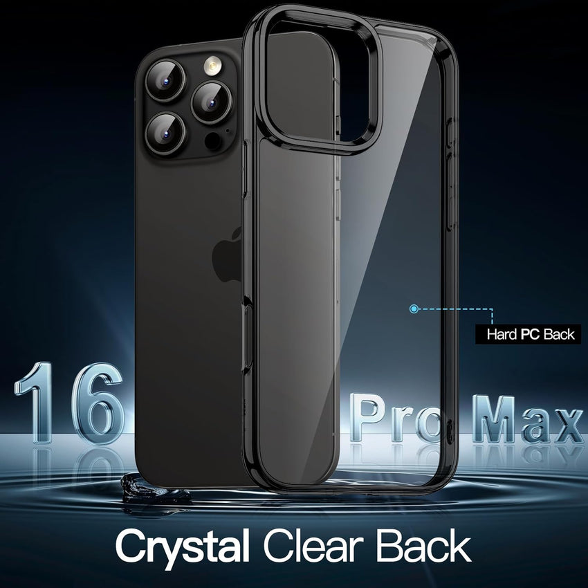 JETech Case for iPhone 16 Pro Max 6.9-Inch, Non-Yellowing Shockproof Phone Bumper Cover, Anti-Scratch Clear Back (Black)