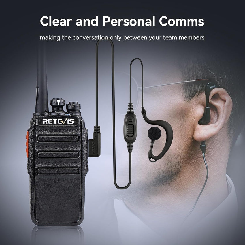 Retevis RT24 Walkie Talkies for Adults, Professional Two Way Radio, PMR446 Long Range License Free, 2 Way Radios Walkie Talkie with Earpieces for Commercial, School (Black,10 Pack)