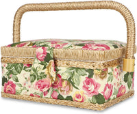 Vintage Sewing Basket Fabric Craft Storage Organizer with Handle Ã¢ÂÂ Garden Rose
