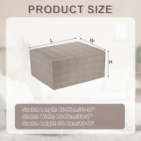 Stretch Foot Stool Cover Stripe Square Foot Stool Slipcover with Elastic Furniture Protector for Living Room Bedroom Fit Length 85-95cm / 33"-37", Large, Khaki