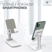 ZEPTRON Mobile Stand Holder - Portable & Adjustable Desk Cell Phone Stand for iPhone 15 14 Pro Max Plus, 13 12 Pro Max Mini, 11 Pro, Xs, XR, X, 8, 6s, SE, Samsung S23, 4"-8" Mobile Phones