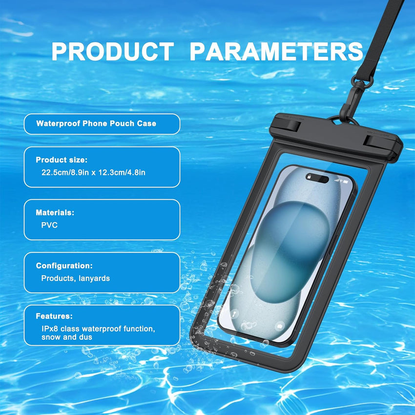 [1 Pack] Waterproof Phone Pouch Case, IPX8 Universal Waterproof Phone Casefor Swimming Dry Bag with Clip Strap for iPhone 16 15 14 13 12 11 Pro Max Plus Mini, Xs XR, Samsung S25 S24, Up to 7â