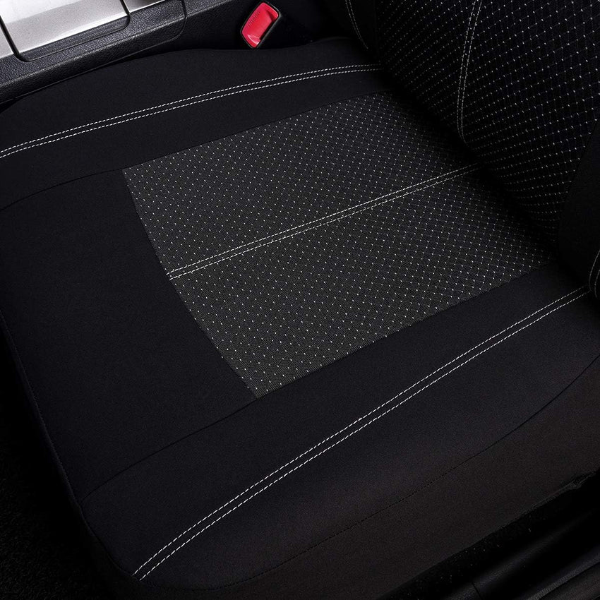 Flying Banner Black Jacquard Car Seat Covers Full Set Airbag Compatible Auto Protector Rear Bench Back Split