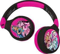 LEXIBOOK, Monster High, 2-in-1 Bluetooth & Wired Headphones with microphone and control buttons, Foldable and Adjustable, Long-lasting rechargeable battery, Pink/black, HPBT010MH