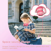 Candy Bila Kids Headphones, Wired Headphones for Kids Over Ear with Microphone, 85/94dB Volume Limiter Headphone for Girls Boys, Foldable Headphone for Learning & Entertainment,Gradient Purple