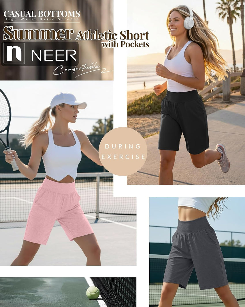 Womens Bermuda Shorts 3-Pack Mid-Length Casual Summer Shorts 3-Color XL