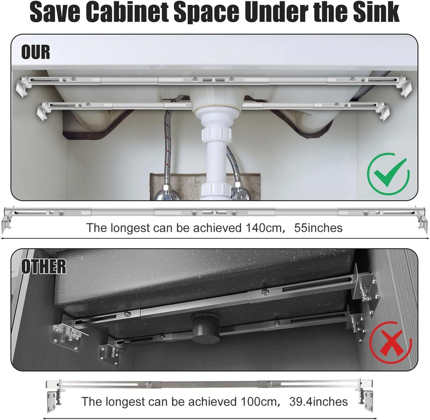 Undermount Sink Support Kit Adjustable 51â140cm Stainless Steel Heavy Duty â 2 pcs