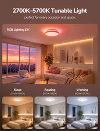 Lepro T1 AI Smart Ceiling Light 24W, Music Sync, Voice Control, AI Lighting Design Assistant, Waterproof Bathroom Light, DIY by Zone, Bluetooth&WiFi, Color Changing, Work with Alexa, Google Home, 29CM