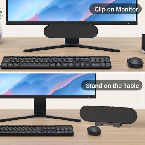 ZETIY USB Speaker for PC, Computer Speakers for Desktop, Monitor Speakers, Mini PC Soundbar, Small Desk Speaker with Clip-on Design for Laptop, Phone - Plug and Play(Black)